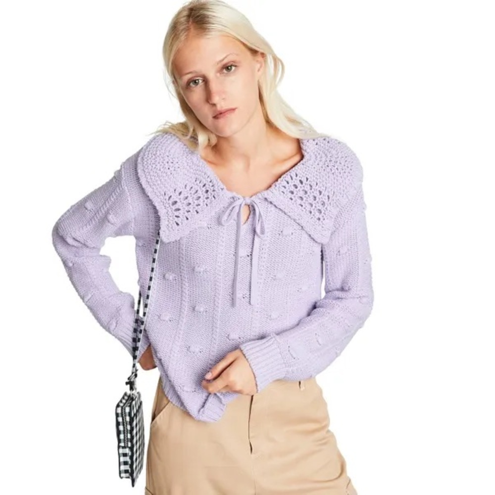 Sandy Liang x Target Lavender Knit Sweater with Crochet Collar
